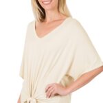 LUXE RAYON V-NECK TIE FRONT TOP