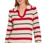 STRIPED COLLARED SWEATER