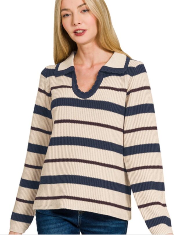 STRIPED COLLARED SWEATER - Image 3
