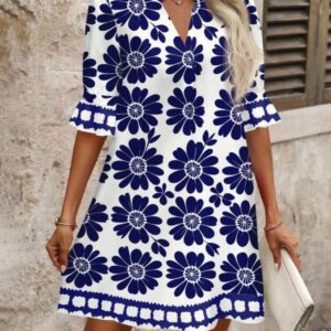 FLORAL V-NECK DRESS