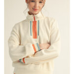 HALF ZIP PULLOVER WITH STRIPED ACCENT