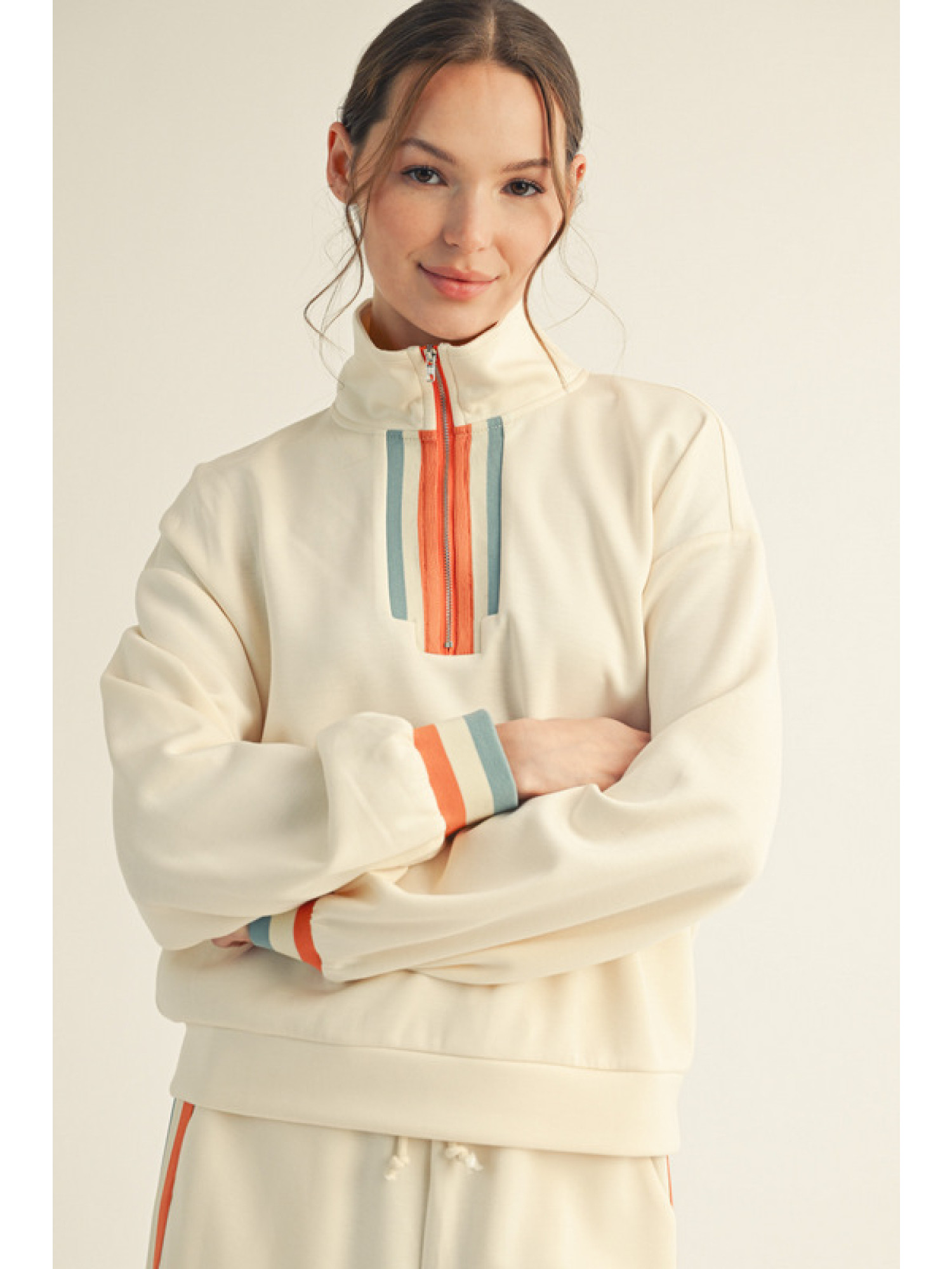 05-21-2025-2512 HALF ZIP PULLOVER WITH STRIPED ACCENT - Image 1