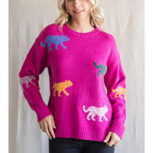 HOT PINK JAGUAR SWEATER
