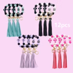 SILICONE BEADED CROSS BRACELET KEYRING