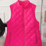 HOT PINK QUILTED VESTS WITH POCKETS
