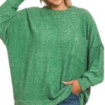 PLUS-SIZE SOFT OVERSIZED SWEATER WITH POCKET