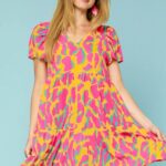 V-NECK TIERED ANIMAL PRINT DRESS