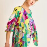 FLORAL V-NECK 3/4 SLEEVE TOP