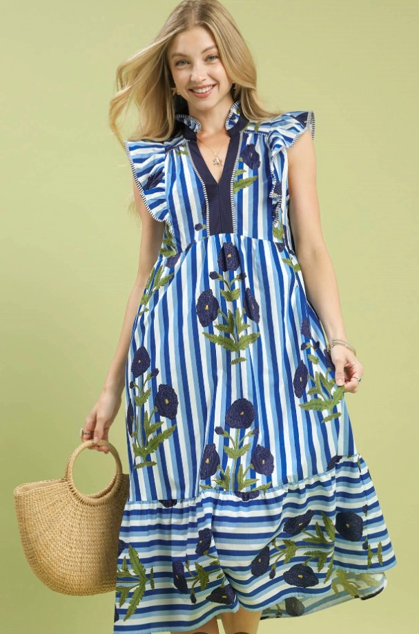 Screenshot 2026-01-17 162844 STRIPED FLORAL MIDI DRESS - Image 1