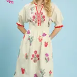 EMBROIDERED CREAM FLORAL DRESS