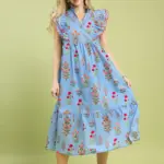 BLUE FLORAL MIDI DRESS