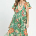 MIX FLORAL DRESS WITH FLUTTER SLEEVES WITH POCKETS