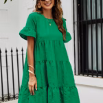 KELLY GREEN TIERED DRESS