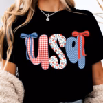 BLACK USA GRAPHIC T-SHIRT WITH BOWS