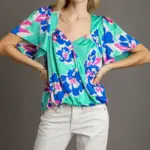 FLORAL TOP WITH FLUTTER SLEEVES