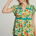 RIC RAC TRIM PRINTED TOP