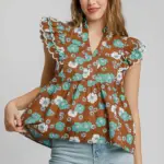 FLORAL PRINT PEPLUM TOP