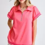 PINK HALF ZIP TOP