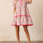 PINK AND GREEN FLORAL DRESS WITH POCKETS